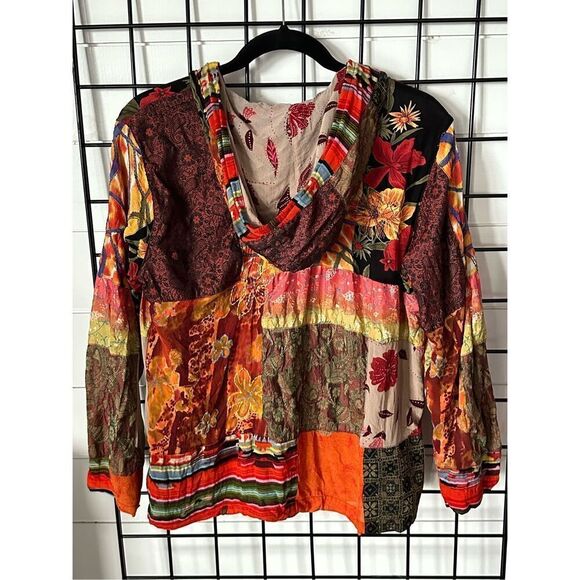 Chico’s Design Hooded Zippered Jacket Womens‎ 2 (L) Cottagecore Floral - Picture 7 of 14